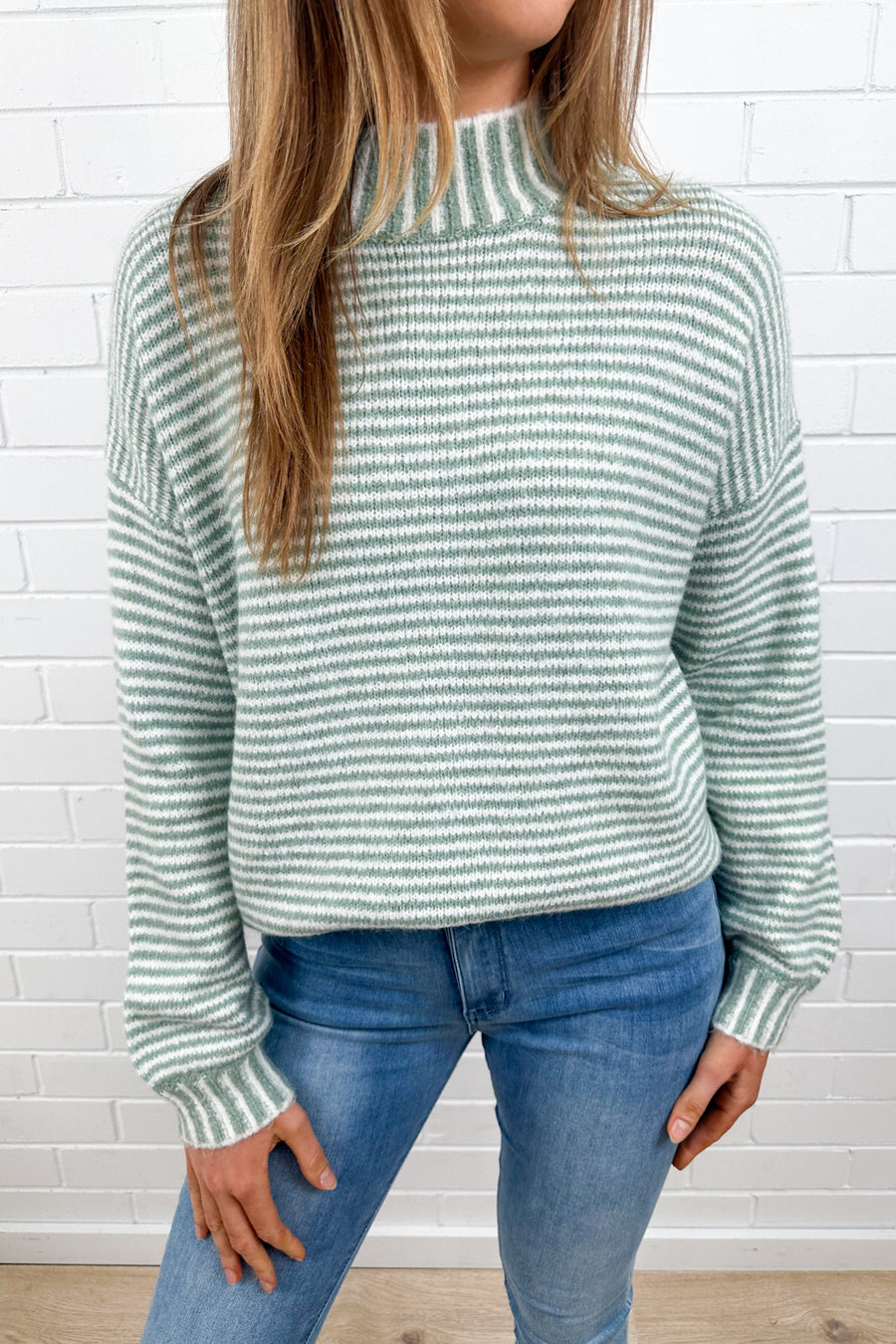 Sage White Stripe
