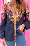 Navy Boarder Paisley