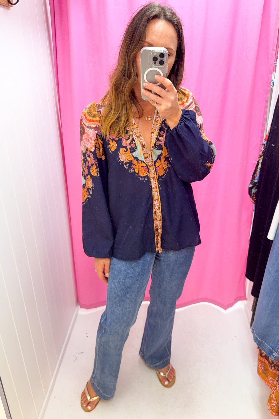 Navy Boarder Paisley
