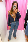 Navy Boarder Paisley