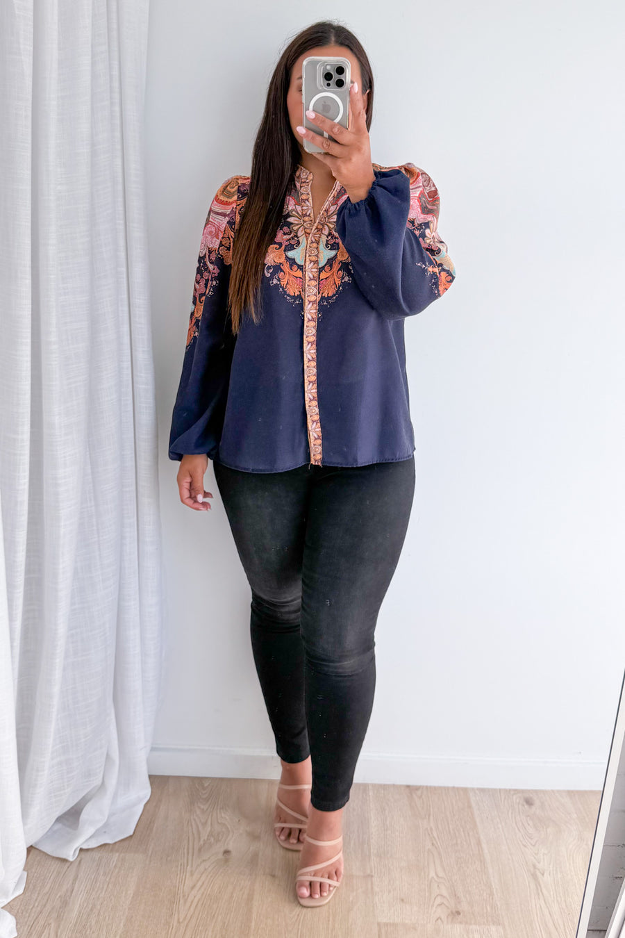 Navy Boarder Paisley