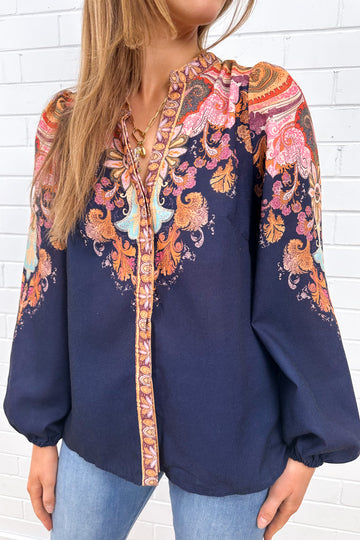 Navy Boarder Paisley: eve