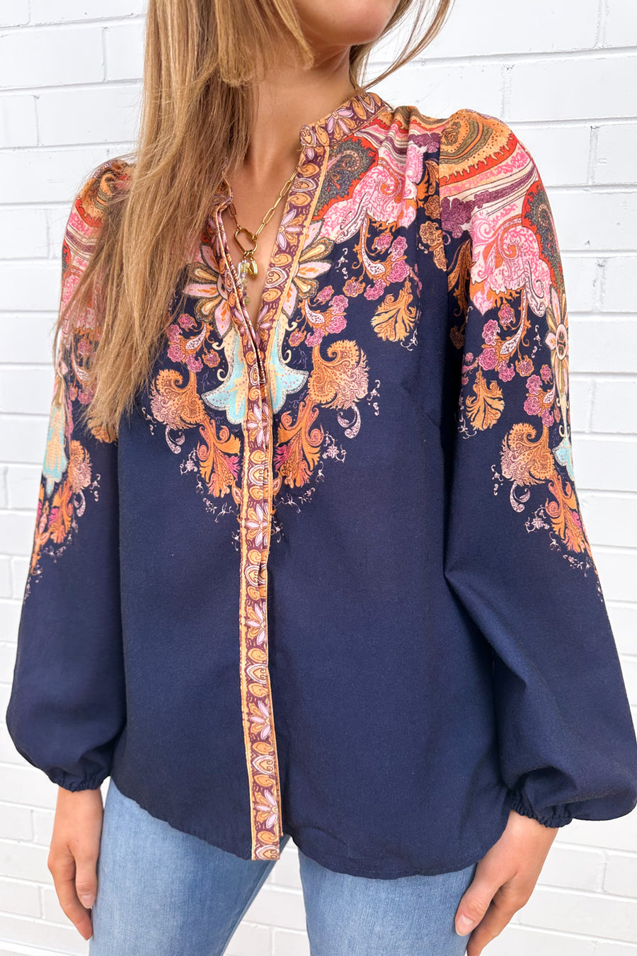 Navy Boarder Paisley