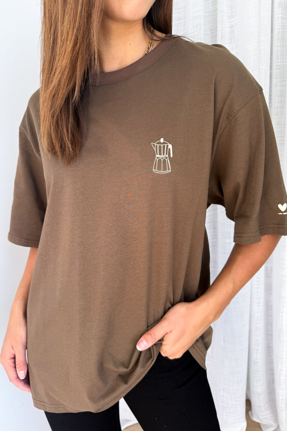 Sponsored By Coffee Oversized Tee - Chocolate – Vine Apparel