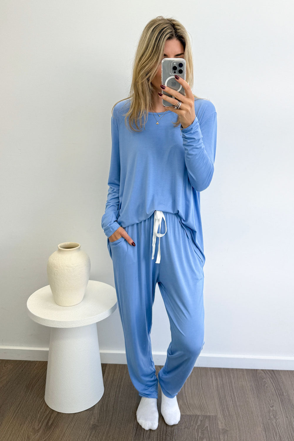 The Comfiest PJs Long Sleeved Tee & Pants Set - Cornflower Blue – Vine ...