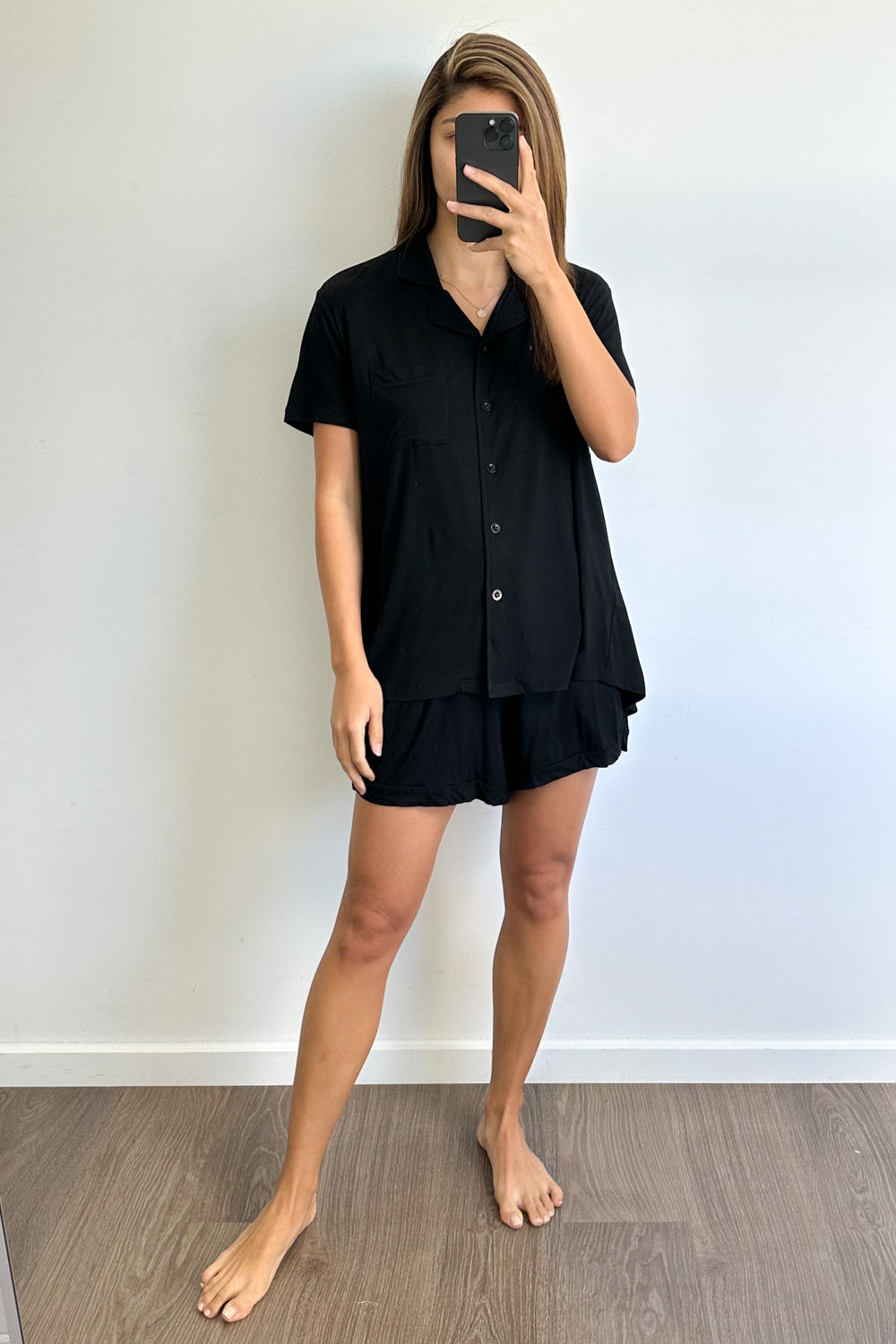 The Comfiest PJs Shirt & Short Set - Black – Vine Apparel