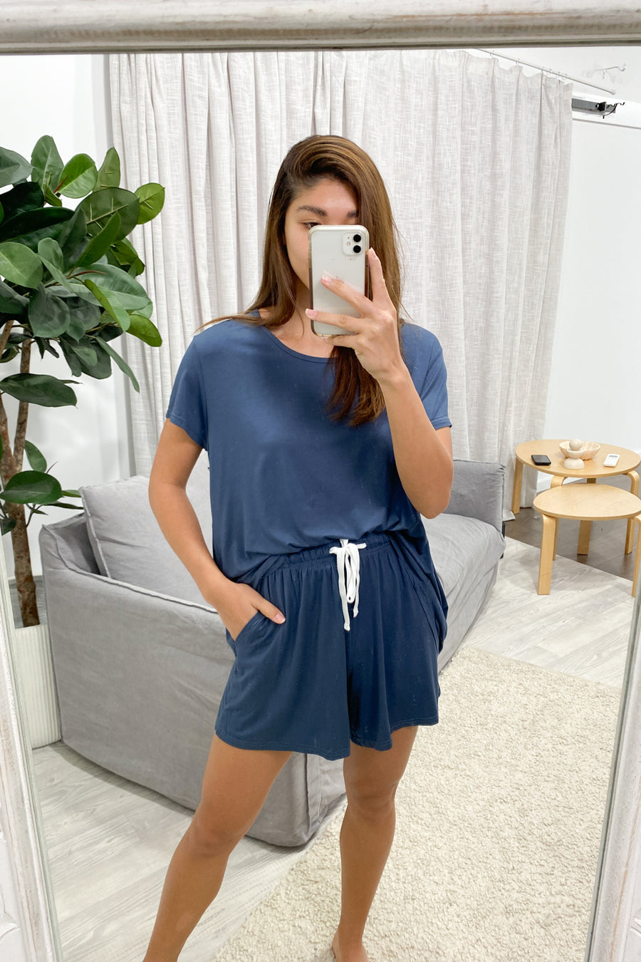 The Comfiest PJs Tee & Shorts Set - Blue Grey