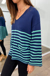 Navy Green Stripe