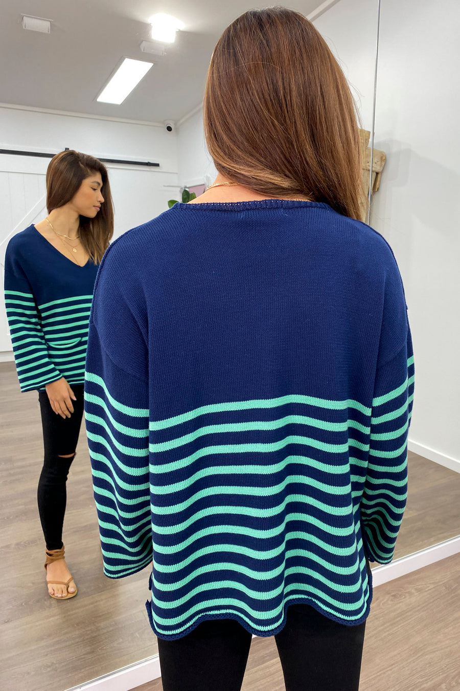 Navy Green Stripe