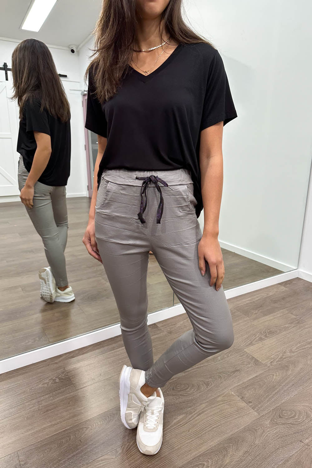 AsYou wet look flared pants with diamante star trim strap detail in black   part of a set  ASOS