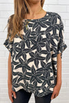 Cream Black Leaf