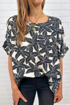 Cream Black Leaf