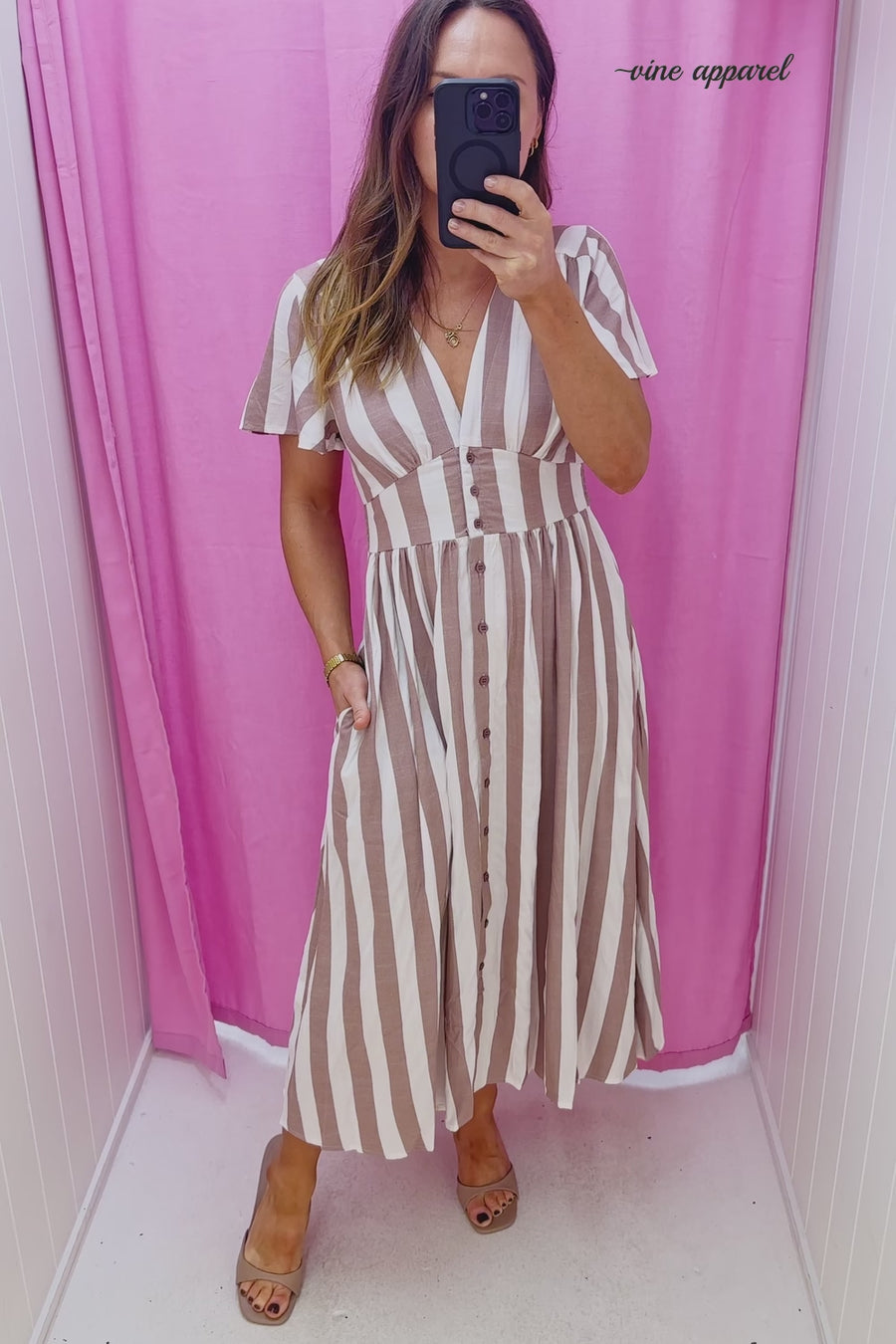 Tan White Stripe