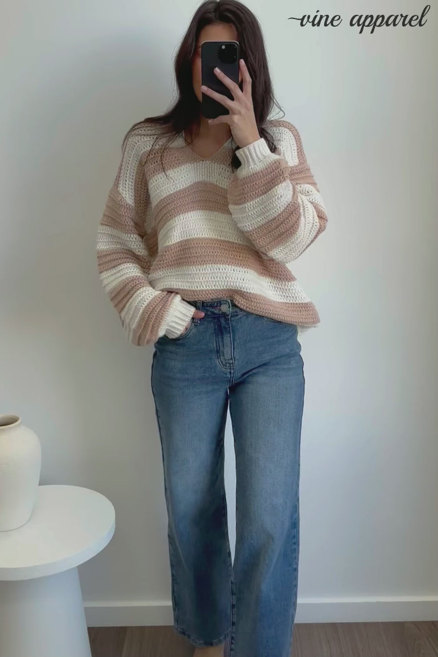 White Beige Stripe