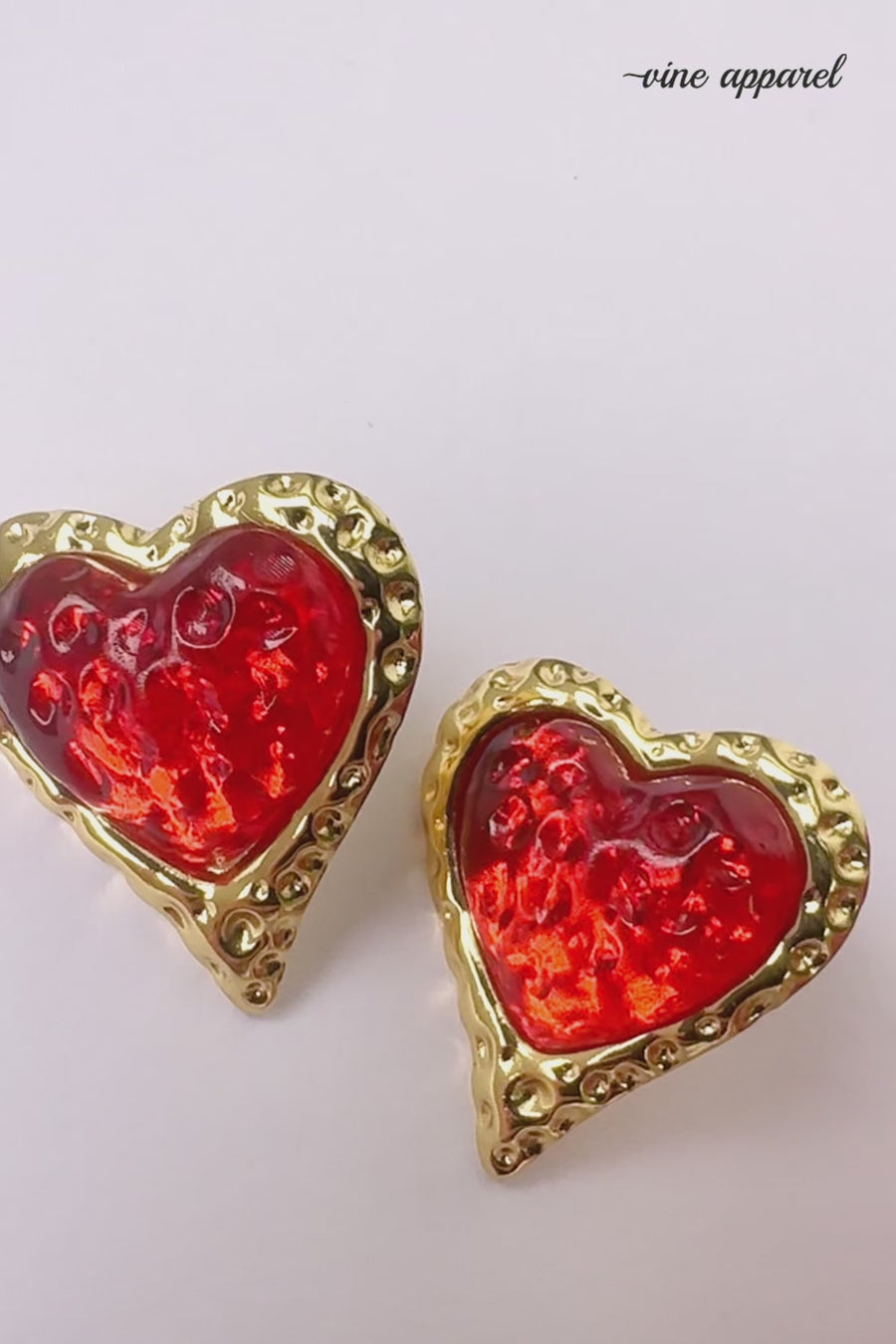 Lover Girl Earrings - Red Gold Heart