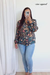 Black Blue Floral