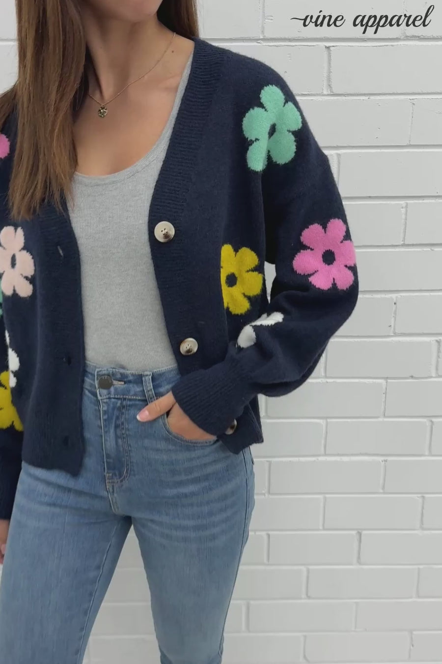 Navy Multi Flower