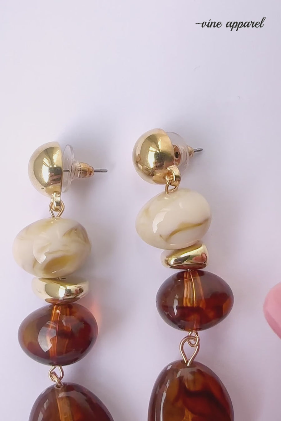 Luka Drop Earrings - Tigers Eye Gold