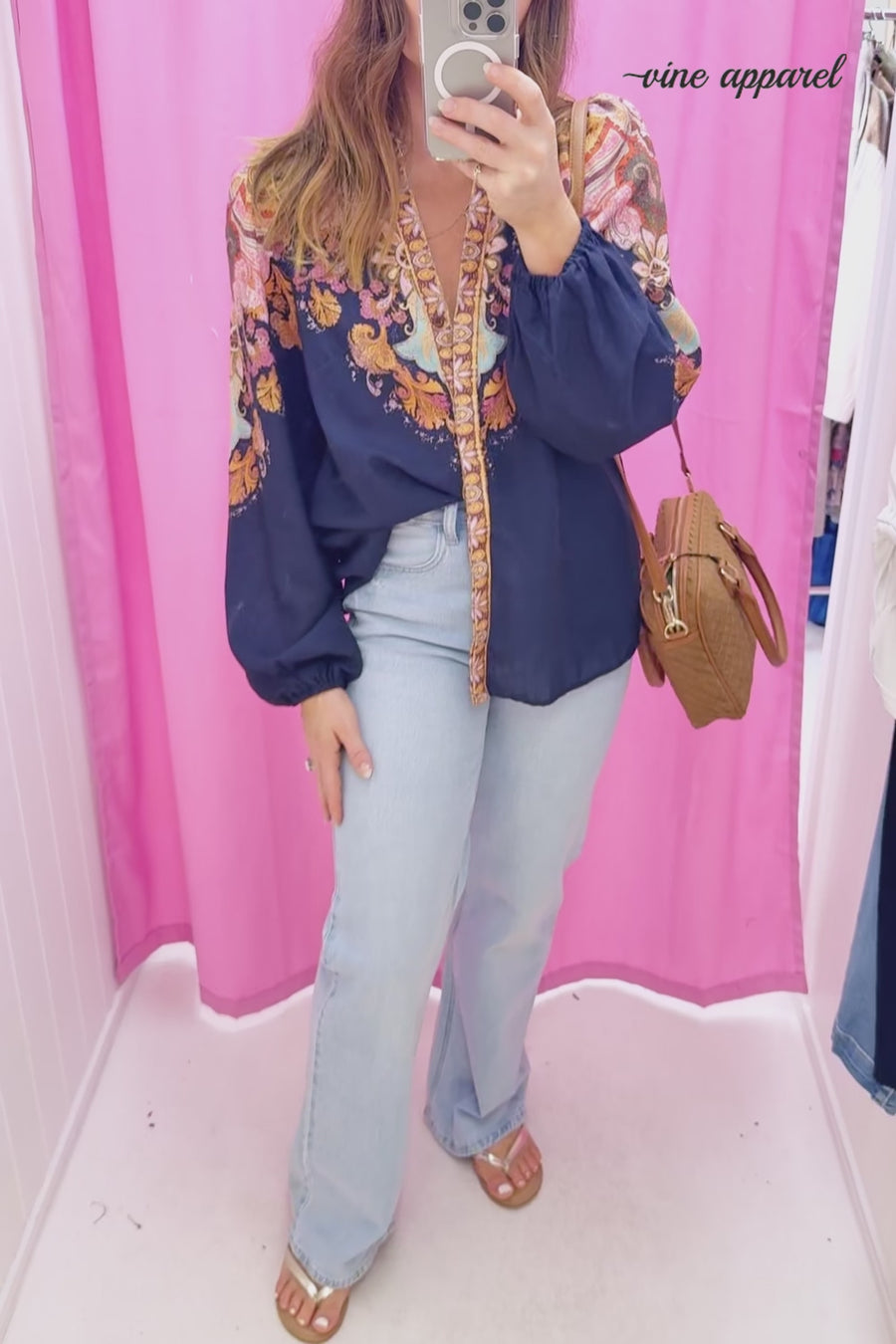 Navy Boarder Paisley
