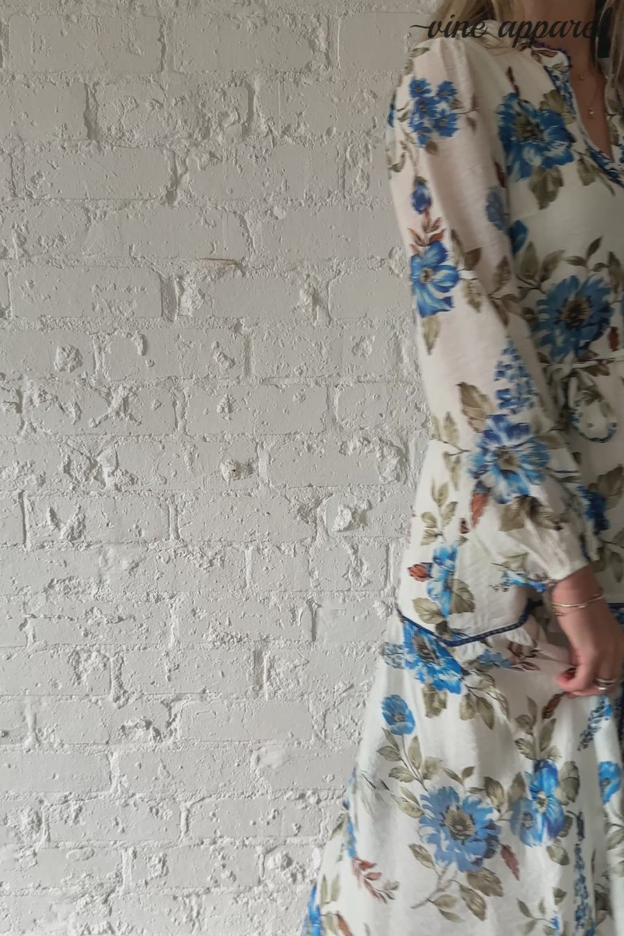 Cream Blue Floral