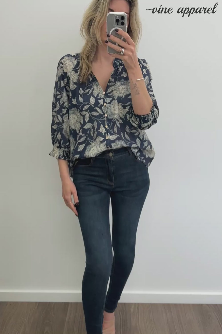 Navy Cream Floral