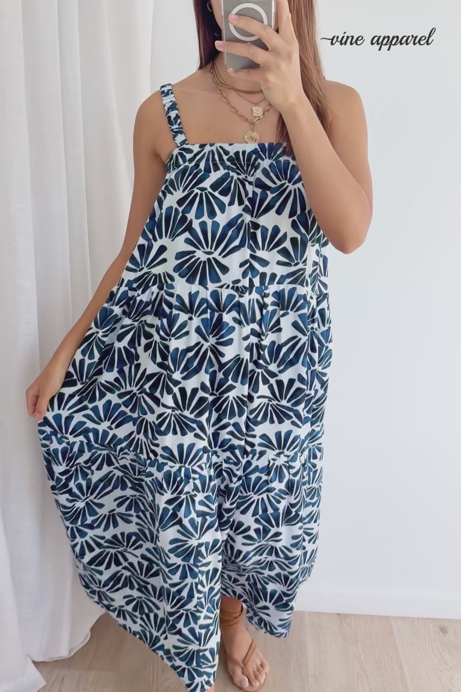 Navy White Print