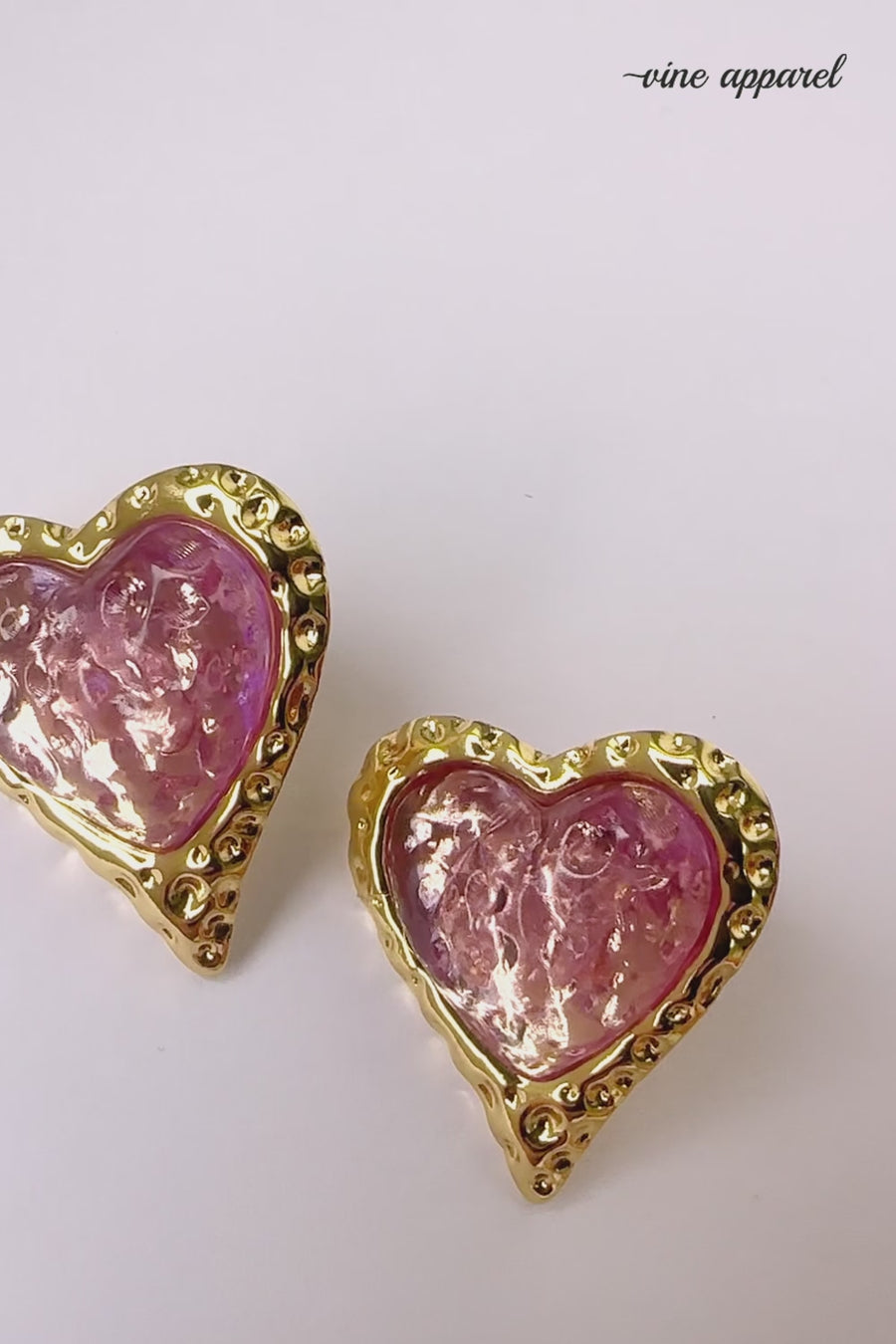 Lover Girl Earrings - Pink Gold Heart