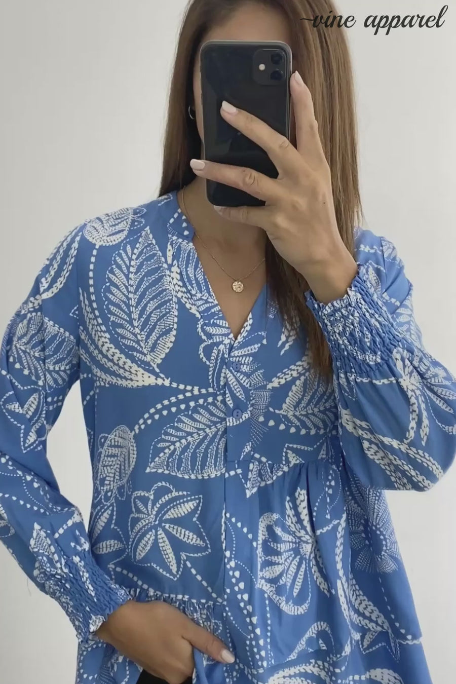 Blue Palm Print