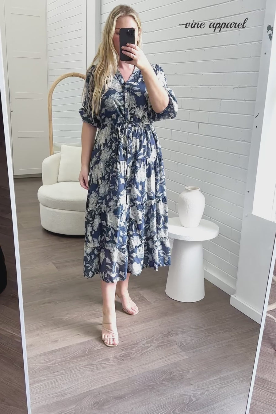 Navy Cream Floral