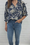 Navy Cream Floral