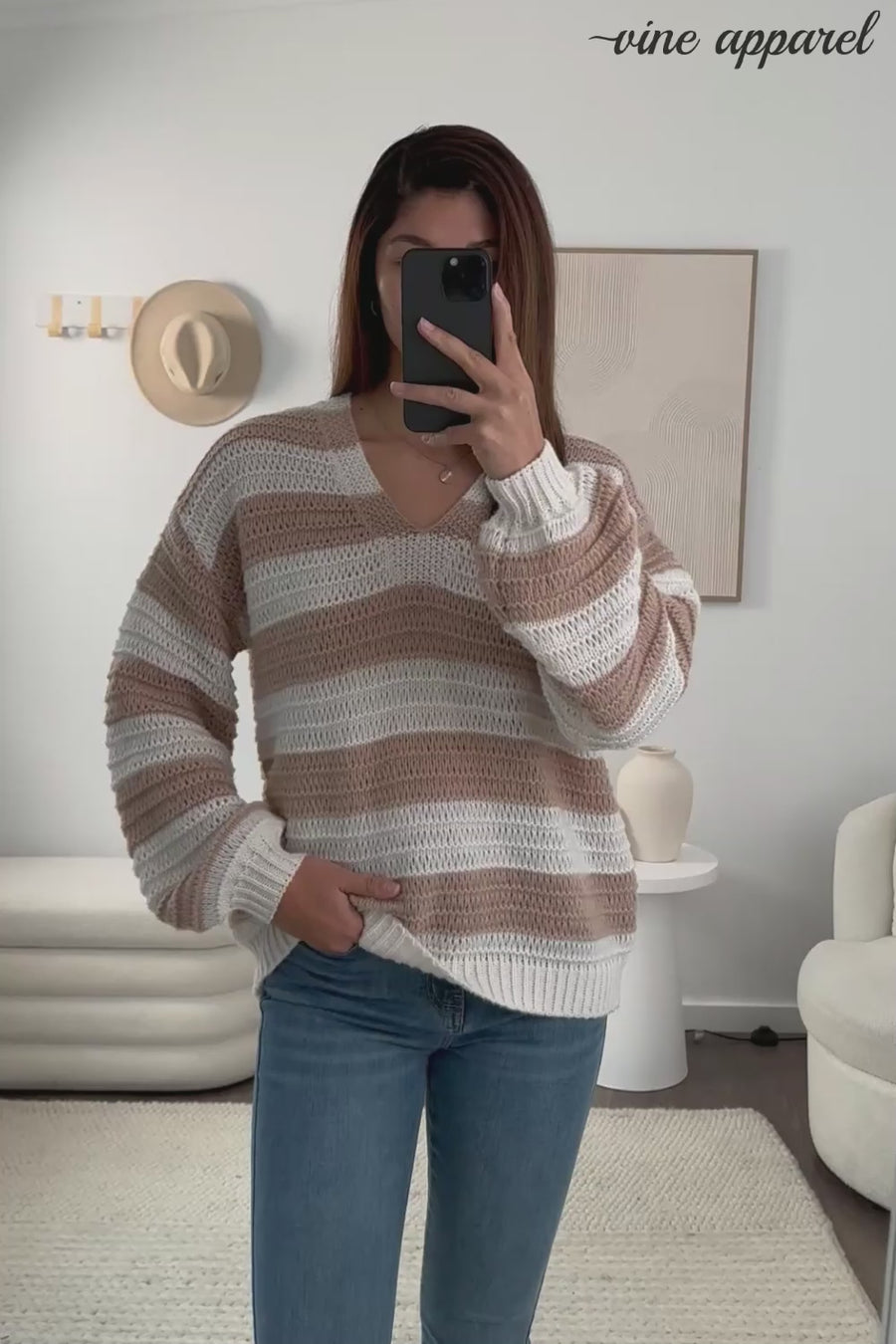 White Beige Stripe