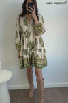 Cream Khaki Print