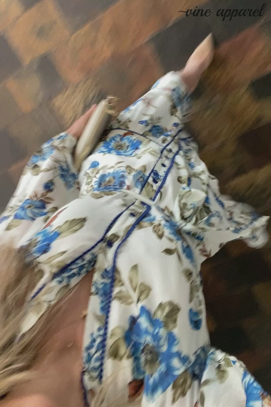 Cream Blue Floral