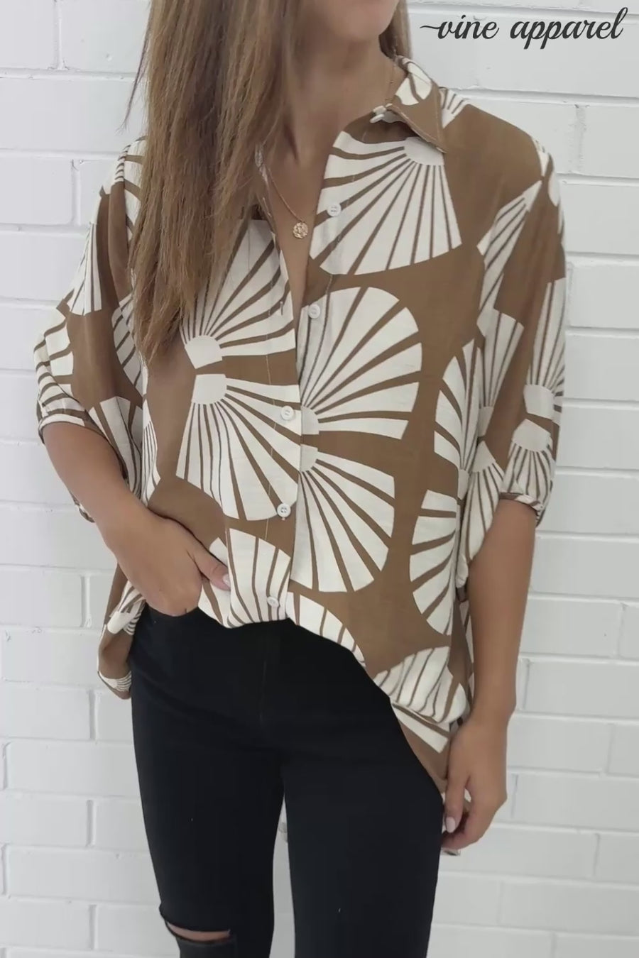 Brown White Print