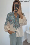 Cream Blue Paisley