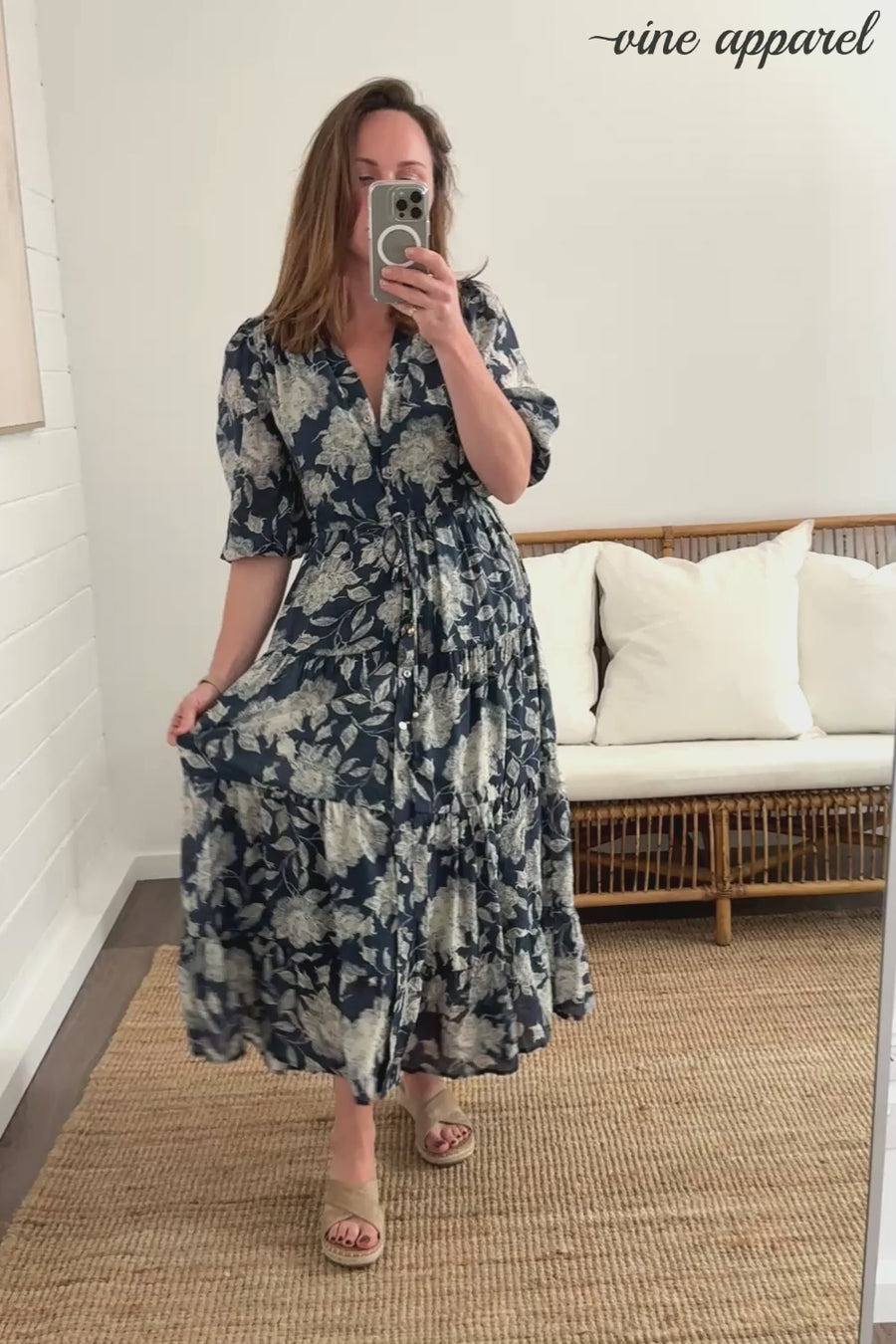Navy Cream Floral