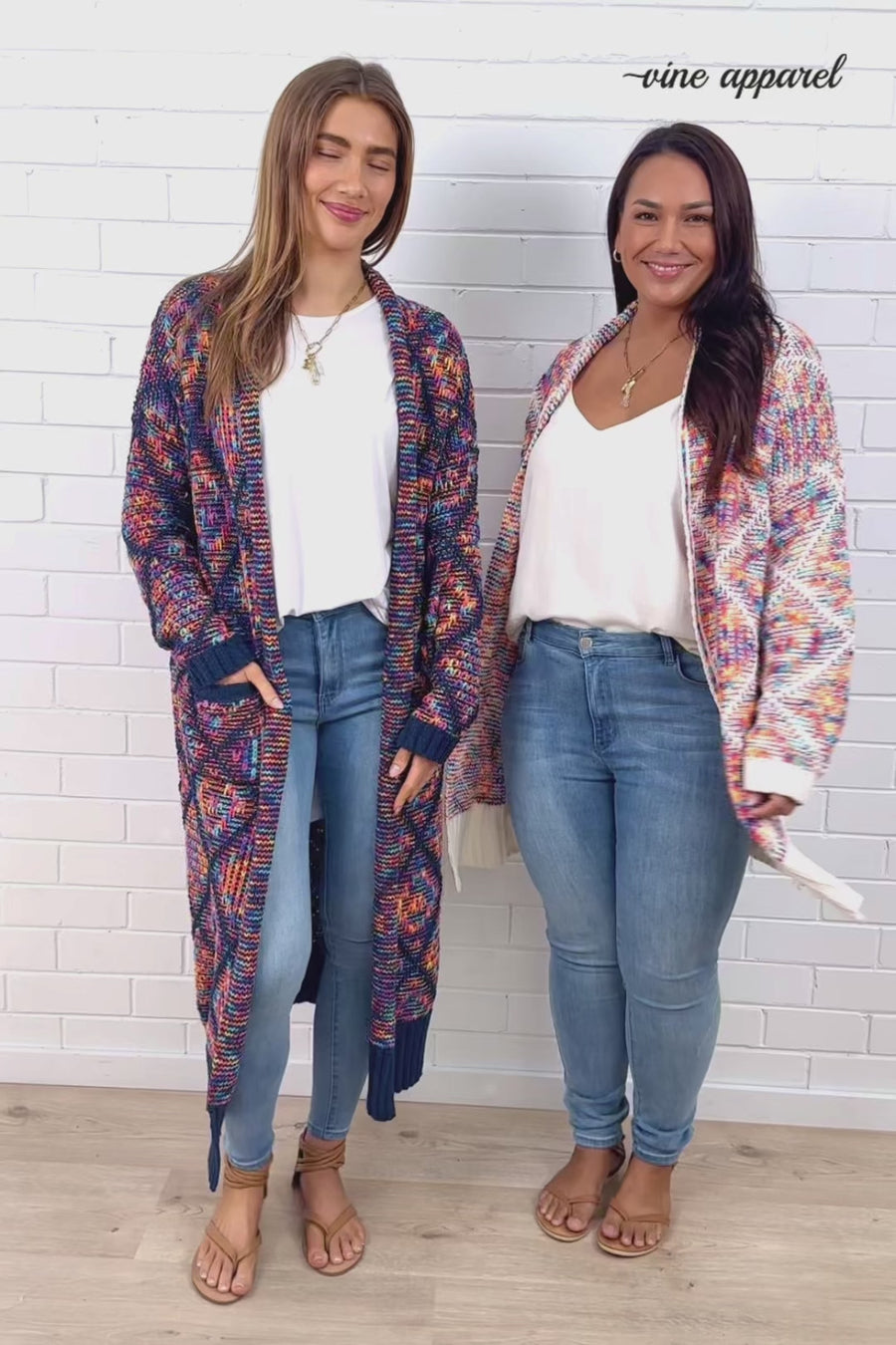 The Long Rainbow Pop Cardi - Navy