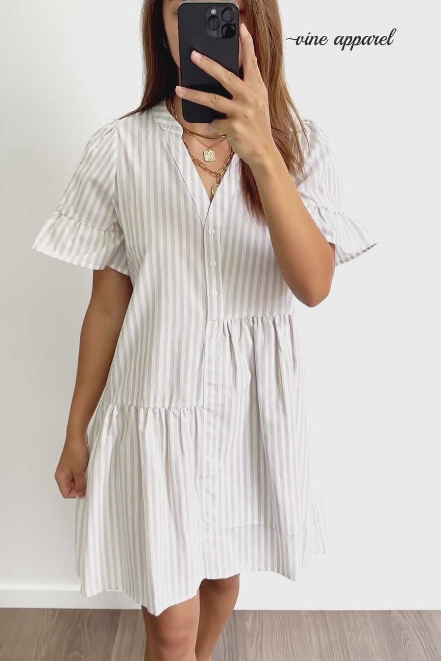 Beige White Stripe