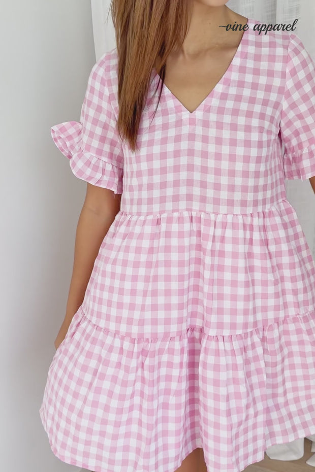 Bridal Showers Pink Gingham Dress Plus Size Percy Pink Gingham Dress   Little Party Dress