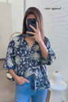 Navy Cream Floral