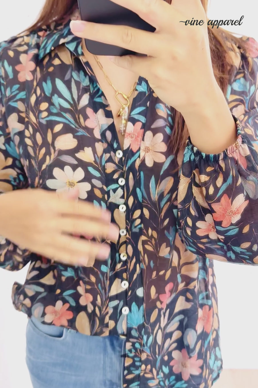 Black Blue Floral