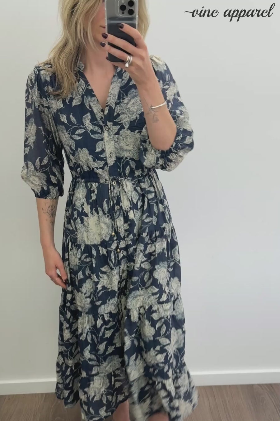 Navy Cream Floral