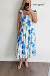 White Blue Floral