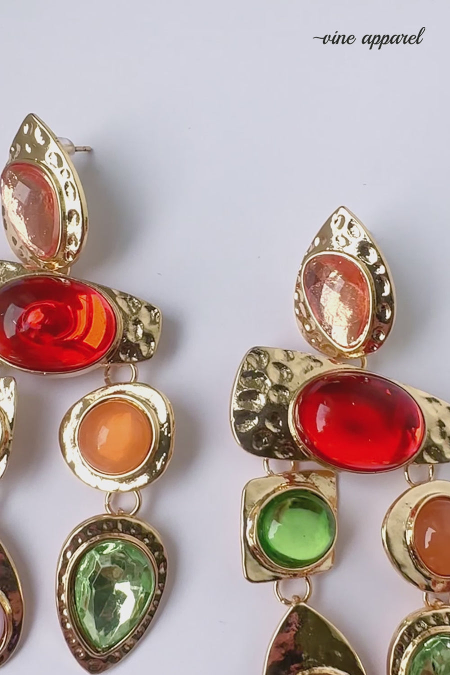 Teza Bejeweled Earrings - Gold Multi Stone