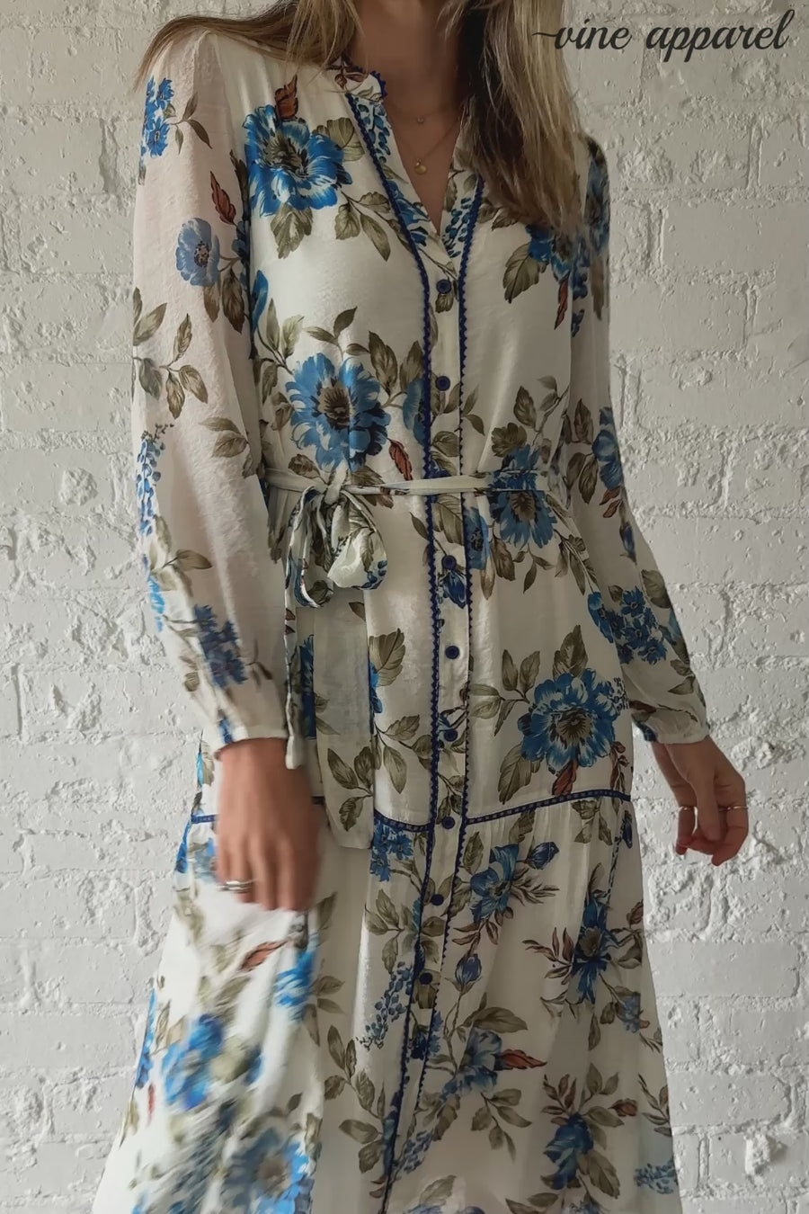 Cream Blue Floral