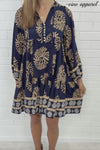 Navy Tan Print