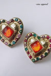 Mosaic Hearts Earrings - Red Multi