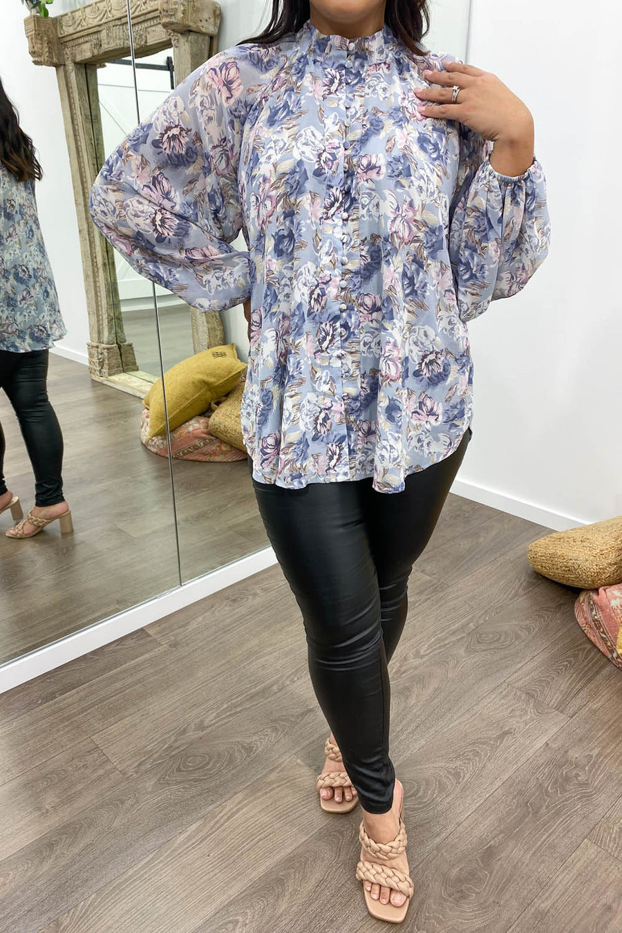 Blue Grey Floral
