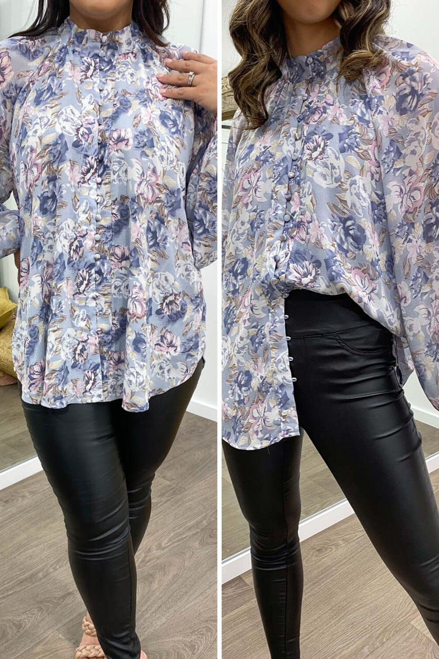 Blue Grey Floral