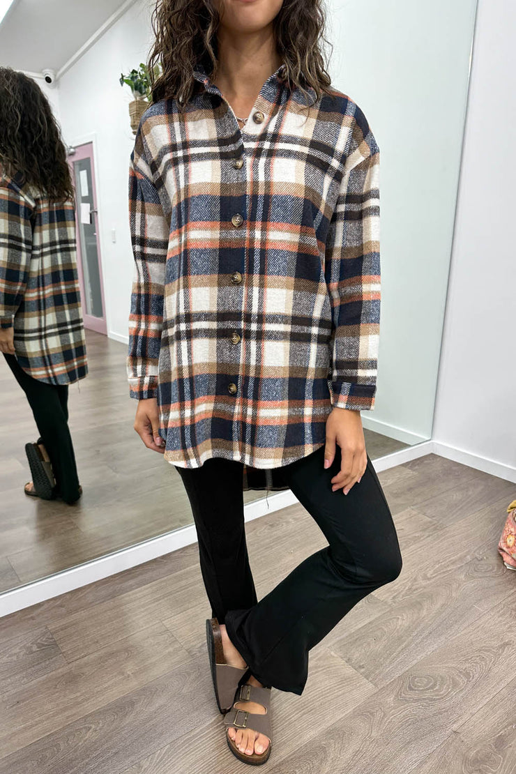 Navy Orange Check